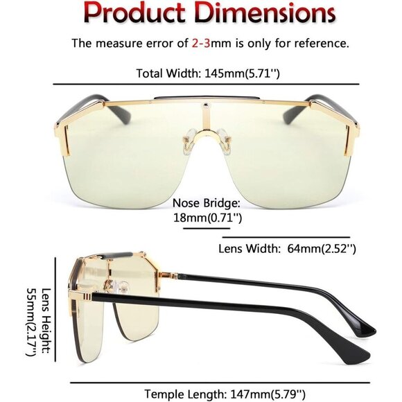Women’s Shield Sunglasses with Gold Frame and Light Green Lenses main image 4